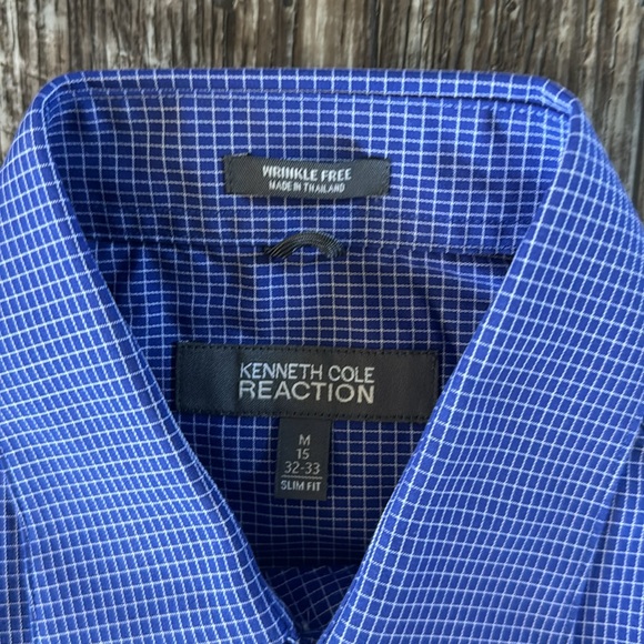 KENNETH COLE REACTION WRINKLES AWAY, MEN SHIRT, SIZE M15 32-33 SLIM FIT - Picture 3 of 7